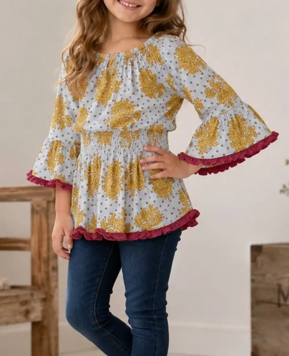 Matilda Jane Character Counts Amelie Peasant Top Girls Size 6 Cottage Floral